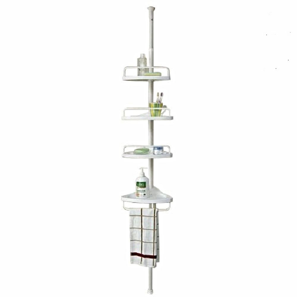 Shower Caddy Hanging Telescopic Corner White Shelf Kitchen Bathroom